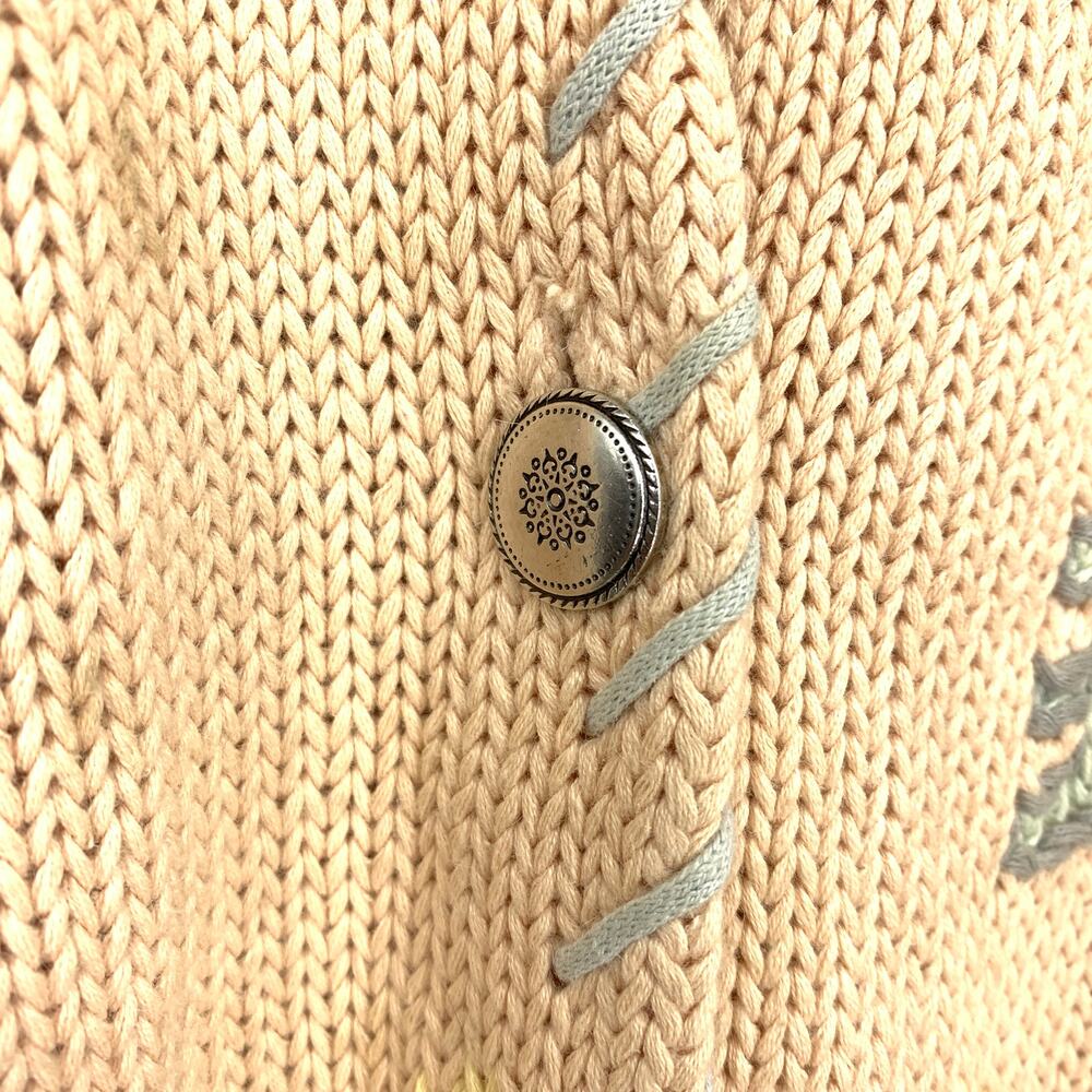 Vintage Chaus Sport V-Neck Cardigan Sweater Womens Sz M Peach Teepee Arrow Print - Picture 6 of 6